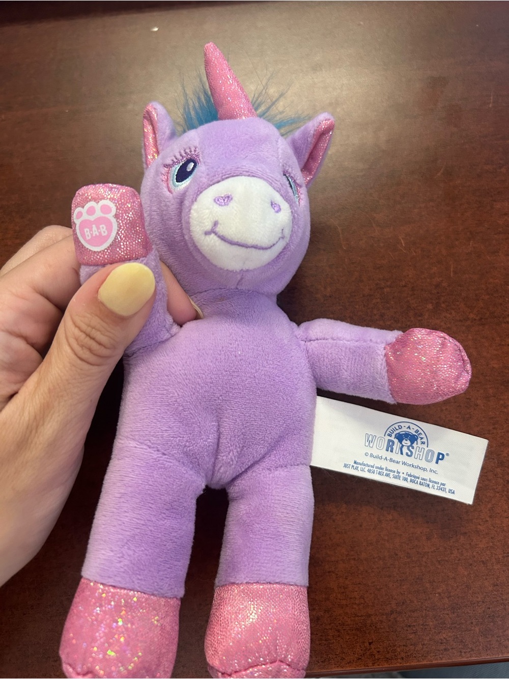 Build-A-Bear Purple Unicorn Plush Wristlet Coin Purse Mini Stuffed Animal